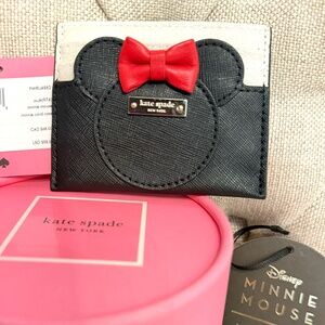 NEW Kate Spade x Disney Minnie Mouse Slim Credit Card Holder Case Black White